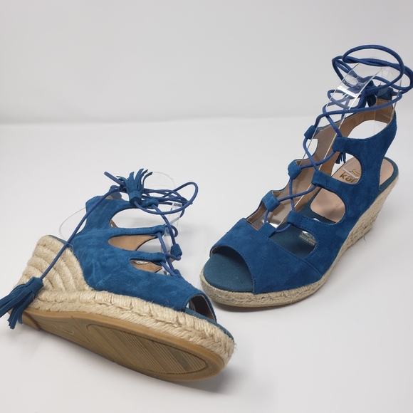 kanna Shoes - NWOB Kanna Blue Suede Lace Up Espadrille Wedge